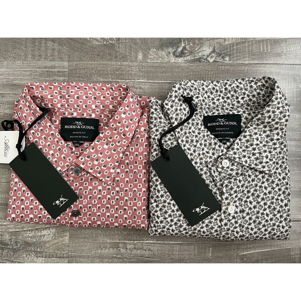NEW Lot of 2 Rodd & Gunn Button Up Shirt Short & Long Mens 2XL Sports Fit Cotton